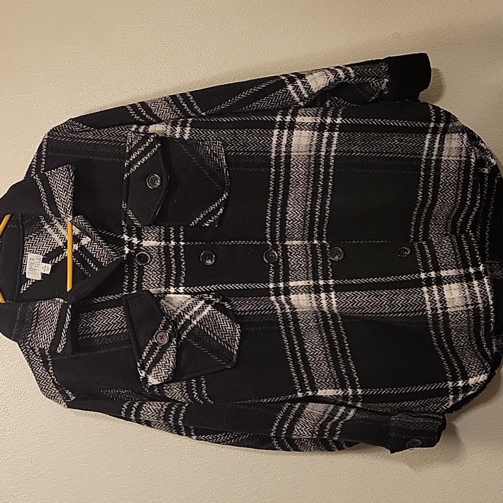 Thick Heavy Fannel Coat Button Up Black And White